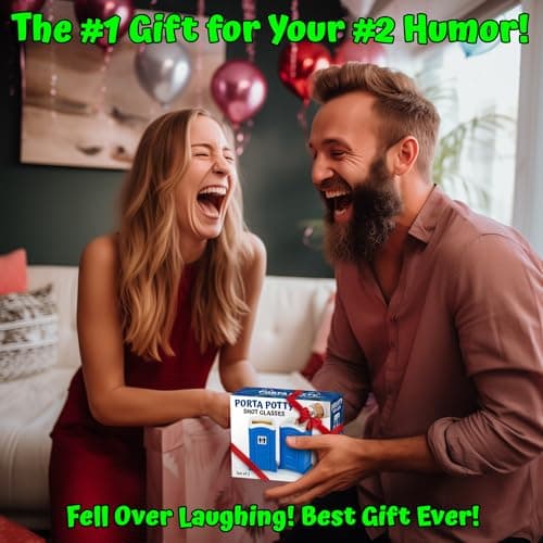 American Designed & Owned, Original Porta Potty Shot Glasses Gag Gift for Men, Top Choice for Number 2 Humor, Funny Shot Glass, White Elephant Gift, Secret Santa and Shot Glass Collectors