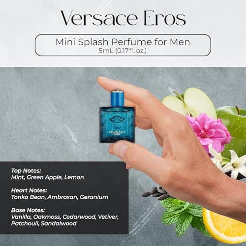 Versace Cologne for Men Set of 4 Mini Eros, Pour Homme, Dylan Blue, Eau Fraiche Perfume for Men Fragrance Sampler Set - Designer Mens Cologne Samples (4 Count, 0.17 oz)