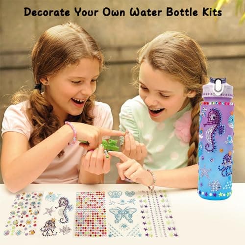 muyurra Christmas Gift for Girls Decorate Your Own Water Bottle Kits for Girls Age 4-12, Girl Water Bottle DIY Arts and Crafts Kits Supplies Christmas Birthday Gifts for Girl 4 5 6 7 8 9 10 Year Old