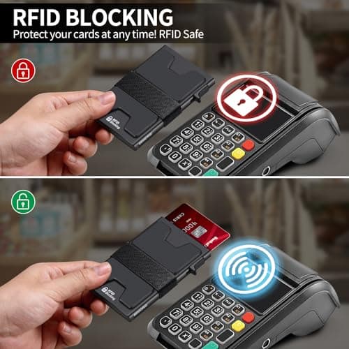 SEMORID Slim Aluminum Card Holder Wallet for Men, Durable Expandable Backplate, RFID Blocking Minimalist Metal Pop Up Wallet, Holds 12+ Cards Plus Cash (Black)