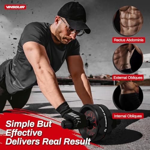 VINSGUIR Ab Roller Wheel, Abs & Core Workout Equipment for Home Gym with Knee Pad Accessories, Abdominal Wheel for Full-body Strength Training