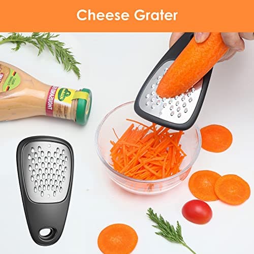 Pisol Kitchen Unique Gadgets Set 6 Pieces, Space Saving, Cheese Grater, Bottle Opener, Fruit Vegetable Peeler, Pizza Cutter, Garlic Ginger Grinder, Herb Stripper Gift Set