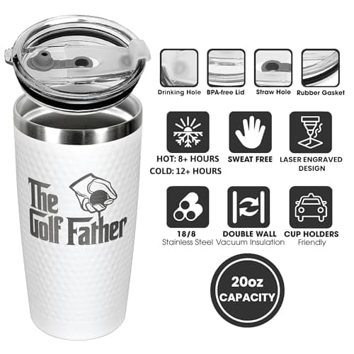 Golf Gifts for Dad - Fathers Day Golf Gifts for Men, Dad, Husband - Funny Golfer Gift - Golfer Ideas for Men, Golfers - Fathers Day Gift - 20 Oz Stainless Steel Tumbler