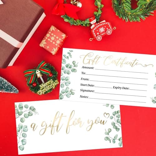 Ceiba Tree Blank Gift Certificates for Business 30 Pack Gold Foil Certificate Cards with Envelopes for Salon Restaurants Spa Birthday