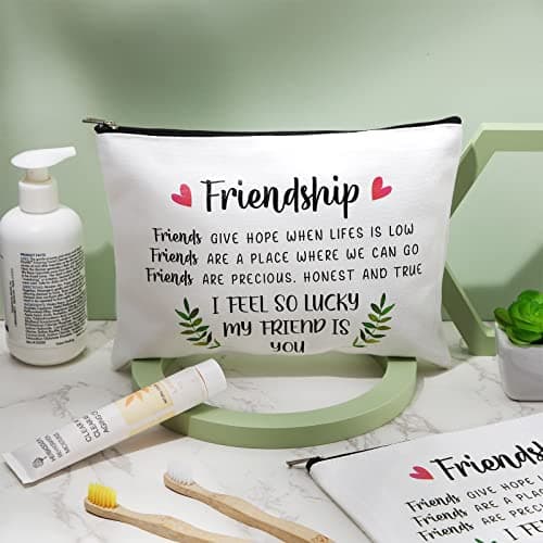 Xuniea 6 Pieces Friendship Gifts for Women Bulk Friendship Cosmetic Makeup Bag for Girl Travel Pouch Friend BFF Birthday Christmas Gifts(Leaf Pattern)