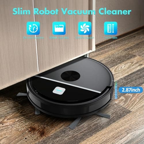 ECOHOME Robot Vacuum and Mop Combo,3500Pa Powerful Suction, with Wi-Fi/App/Remote,2 in 1 Mopping Robot Vacuum Cleaner,Dustbin and Watertank, for Pet Hair,Hard Floors and Low Pile Carpet,Black