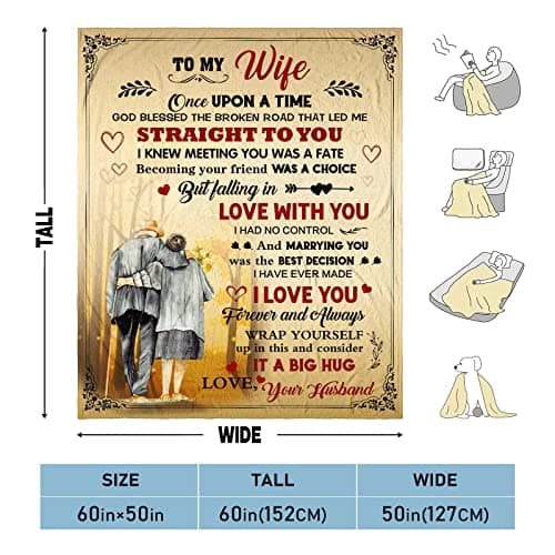 Wife Blanket from Husband - Wedding Anniversary Romantic Gift for Wife/Her/Women - Gifts for Wifes Birthday - Wifes Birthday Gift Ideas - to My WifeThrow Blanket 60 x 50 inch