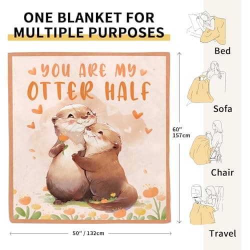 AceThrills Anniversary Blanket Gifts for Women, Girlfriend Gifts for Girfriend Birthday Gift, Romantic Gifts for Her - 50" × 60" Otter Blanket