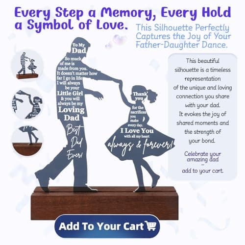 Dad Gifts from Daughter for Birthday Father's Day Christmas Valentine's Day Easter Present - Meaningful Sentimental Dancing Acrylic Plaque Keepsake Desk Decor for Bonus Step Papa Daddy