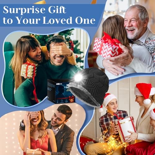 HIGHEVER LED Beanie Hat with Light: Christmas Stocking Stuffers for Men Adult Cool Gifts for Teen Boys Men Dad Winter Gifts