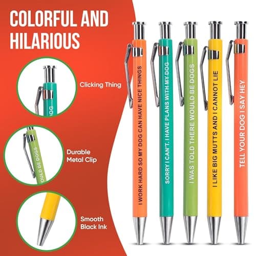 Funny Dog People Pens - Black Ballpoint Gag Gift Set for Dog Parents, Vet Techs, Pet Owners, and Coworkers