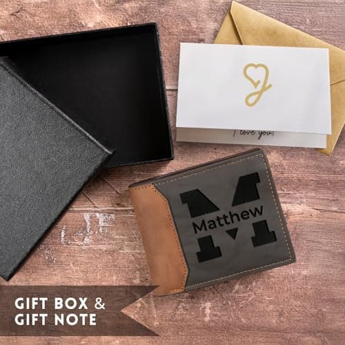 GIFTS TO ENGRAVE Personalized Gifts for Men – Custom Wallets for Men with Name Engraving | Personalized Wallet for Men – Great Fathers Day Wallet Gift for Husband, Dad, or Boyfriend