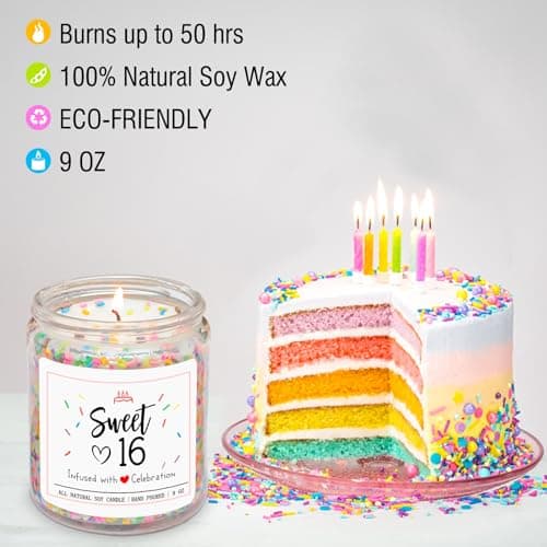 Homsolver 16th Birthday Gifts for Girls, Vanilla Cream Scent Best Ideas Birthday Presents for Daughter, Friends, Sister, Handmade Aromatherapy Candle Decorations