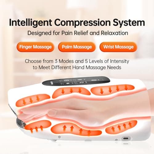 Hand Massager with Heat and Compression for Arthritis and Carpal Tunnel Relief, Finger Wrist Hand Therapy Equipment Pain Relief,Thoughtful Gifts for Women,Man(Gray)
