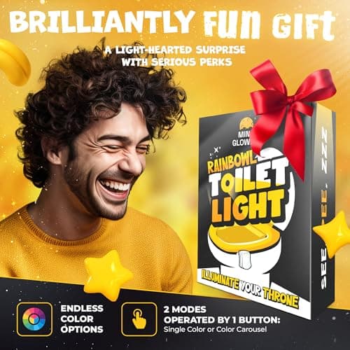 Toilet Bowl Night Light - Unique Cool Gadget with Motion Sensors & Multi Color LED - Funny Gag Gifts for Men, Dad, Husband, Boyfriend - Fun Birthday Present for Him