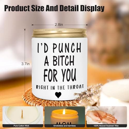 Best Friends Gifts for Women, Christmas Gifts for Friends Women Unbiological Sister Gifts - 7oz Funny Candle Lavender - Christmas Birthday Presents for Her Female Bestie