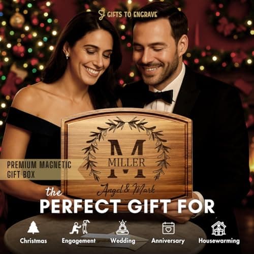 Personalized Wedding Gifts for Couples 2025, Custom Walnut Cutting Board for Kitchen, Personalized Bridal Shower, Best Wedding Registry and Engagment Gift