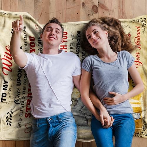 Wife Blanket from Husband - Wedding Anniversary Romantic Gift for Wife/Her/Women - Gifts for Wifes Birthday - Wifes Birthday Gift Ideas - to My WifeThrow Blanket 60 x 50 inch