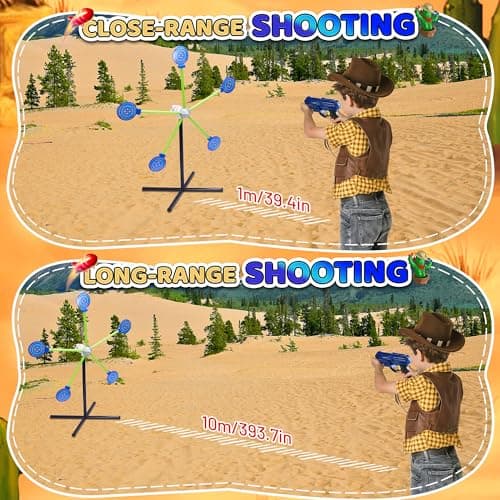 2-Player Shooting Game Toy,Foam Dart Toy Gun with Auto Reset Rotating Shooting Target,Ideal Gift for Kids Ages 4, 5, 6, 7, 8,9,10+
