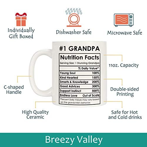 Breezy Valley Grandparents Gifts from Grandkids, Christmas Gifts for Grandma Grandpa from Grandson Granddaughter - Best Gift for Grandmother Grandfather, Happy Birthday Gift Grandparents Coffee Mug
