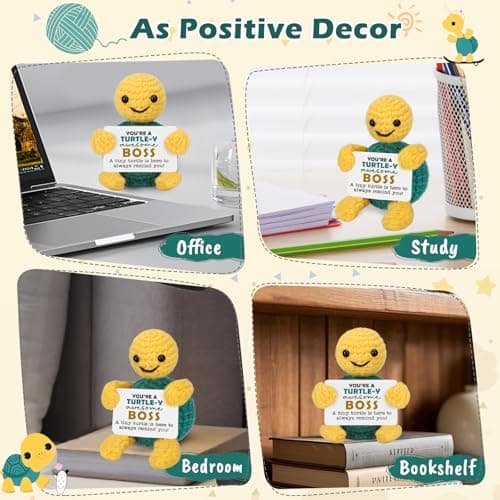 Christmas Boss Gifts, Funny White Elephant Turtle Boss Gifts for Women Men, Boss Lady Female Male from Employee Coworkers Birthday Gift for Supervisor Manager, Cute Handmade Crochet Turtle