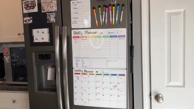 Hivillexun Magnetic Dry Erase Calendar Whiteboard Set (3-Pack) for Fridge, Wall, and Refrigerator Organization – Monthly, Weekly, and Daily Planners with 8 Markers and Eraser