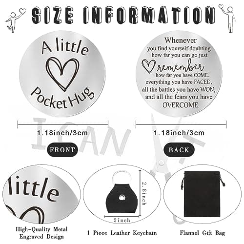 Sureio Pocket Hug Token Gift Long Distance Relationship Keepsake Inspirational Gift with Keychain