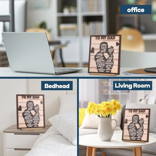 Gifts for Dad from Daughter, Best Dad Ever Gifts, Father s Day Gifts for Dad from Daughter, Daddy Gift Ideas, Dad Christmas Gifts Birthday Gifts, Dad and Daughter Gifts Wooden Silhouette Sign Plaque