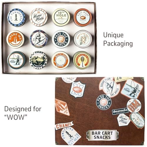 Snack Box Gift Basket, Birthday Gift for Men, Food Care Package, Unique Tins of Assorted Nuts, Snacks in Stunning Case - Treat for Men, Women, Dad, Friends, Family