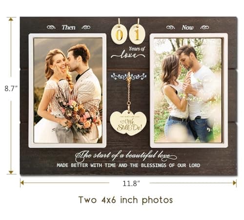 Anniversary Wedding Gifts for Couple Parents Wife Husband, Then & Now Anniversary Picture Frames(3 Options)