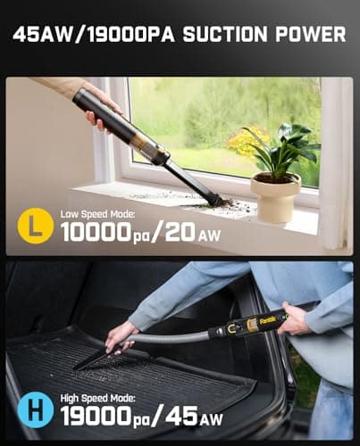 Fanttik Slim V10 APEX Cordless Car Vacuum, 4-in-1 Portable Mini Handheld Vac, 19kPa Suction Power, Upgraded Smart Digital Display, 2 Suction Modes for Small Jobs, Car, Office Desk, Keyboards (Black)