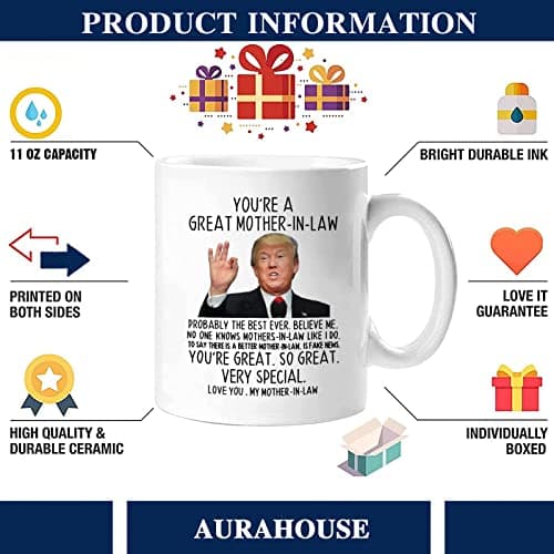 Aurahouse Funny Mother-in-law Mug - 11 Oz, Great Mother-in-law Gift for Birthday, Mother's Day, Christmas