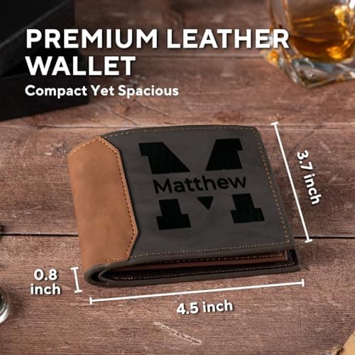 GIFTS TO ENGRAVE Personalized Gifts for Men – Custom Wallets for Men with Name Engraving | Personalized Wallet for Men – Great Fathers Day Wallet Gift for Husband, Dad, or Boyfriend