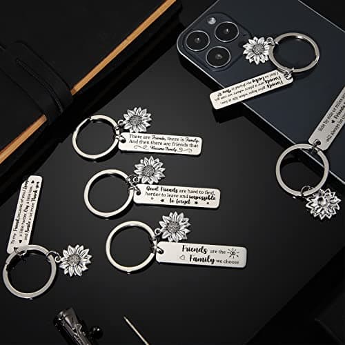 Cunno 6 Pcs Friendship Keychains for Women Best Friend Stainless Steel Keychains Christmas Friendship Appreciation Gifts