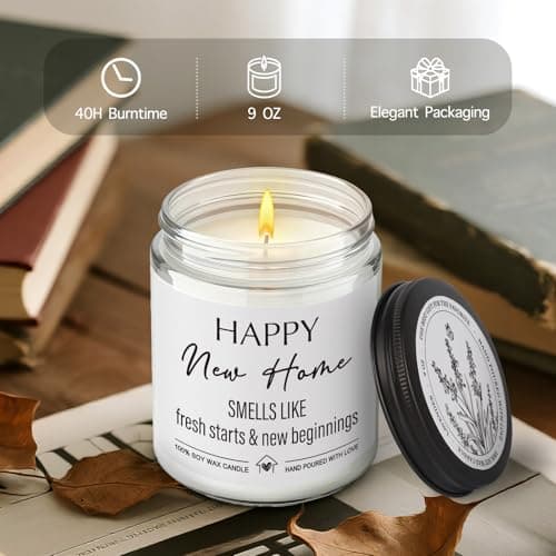 Happy New Home Candle Gifts for New Homeowners, First Apartment House Warming Gift for Women Men Couple Best Friends, Housewarming Decoration Lavender Scented Candle for First Time house-75