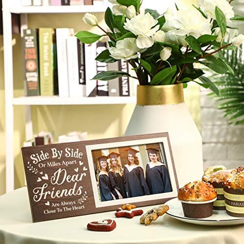 Jetec Wooden Friends Picture Frame 12 x 5.5 Inch Photo Frame Graduation Day Dear Friends Gifts Long Distance Friendship Photo Gifts(Brown)