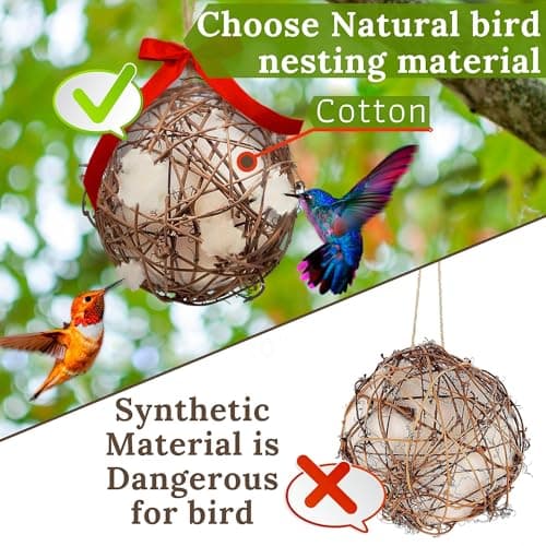 Hummingbird Nesters - Bird Nesting Material Holder for Wild Birds - Humming Bird House Materials Gifts for Bird Watching Nature Lovers - Refillable Outdoor Nesting Station to Build a Nest
