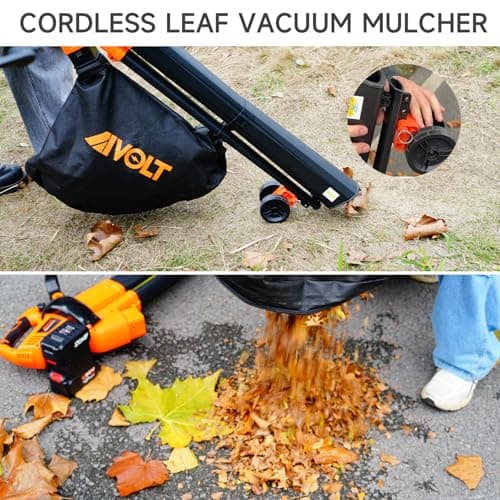 Cordless Leaf Vacuum Blower Mulcher 3 in 1, 2 * 4.0Ah Battery and Charger, Battery Powered Leaf Vacuum with 40L Bag, 160MPH, 600CFM, 4 Speed Modes, Suitable for Lawn Care Yard Cleaning