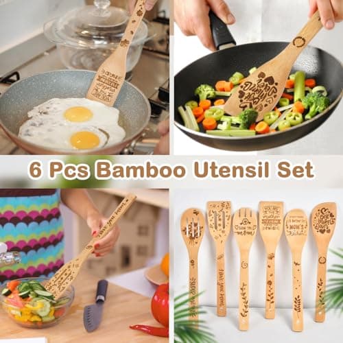 Mothers Day Mom Gifts for Mom Grandma Wife from Husband Daughter Son -Wooden Cooking Spoons Set - Mother's, Christmas,Birthday, Anniversary Kitchen Cooking Presents Ideas for Women Her