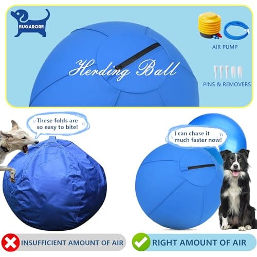 Herding Ball for Dogs - 18" Dog Herding Ball, Agility Equipment, Herding Ball for Australian/German Shepherd Collie, Dog Toys for Christmas/Birthday Gifts (Blue, Medium - 18")