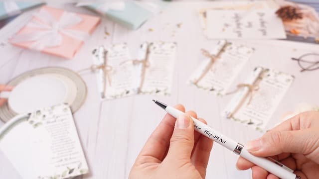 50 Sets Wedding Favors for Guests Bulk Retractable Ballpoint Pen Thank You Cards with Hemp Rope Bridal Shower Gift for Guest Wedding Souvenirs Newlyweds Party Supplies