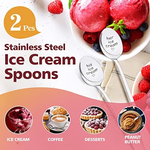 PRSTENLY Wedding Gifts for Couples 2025, 2 Pcs His and Hers Ice Cream Spoon Anniversary Engagement Gifts for Couple Him Her Boyfriend Girlfriend Graduation Christmas Birthday