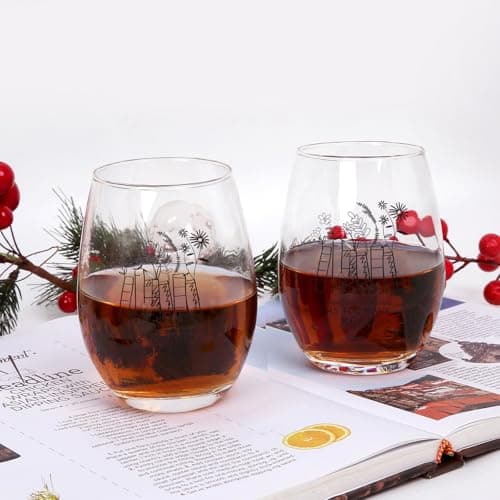 Jogskeor Book Lover Gift Stemless Wine Glass 15oz - There Is No Such Thing As Too Many Books Wine Glass for Book Lover, Birthday Christmas Gifts for Readers Bookworm Her Mom Him Dad Friend