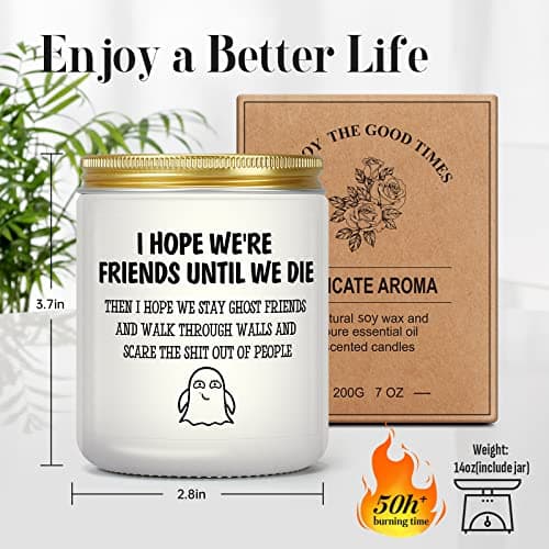 Gifts for Women Men, Unique Friendship Gift for Best Friend BFF Bestie, Funny Personalized Birthday Christmas Anniversary Present for Coworker Sister Classmate Female, Lavender Candle for Her Him