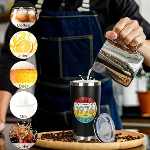 50th Birthday Gifts for Women Men - 1975 50th Birthday Decorations Gifts Ideas for Her Him - 50 Year Old Birthday Gift for Men Women Turning 50 Gift Ideas - 20oz Stainless Steel Tumbler