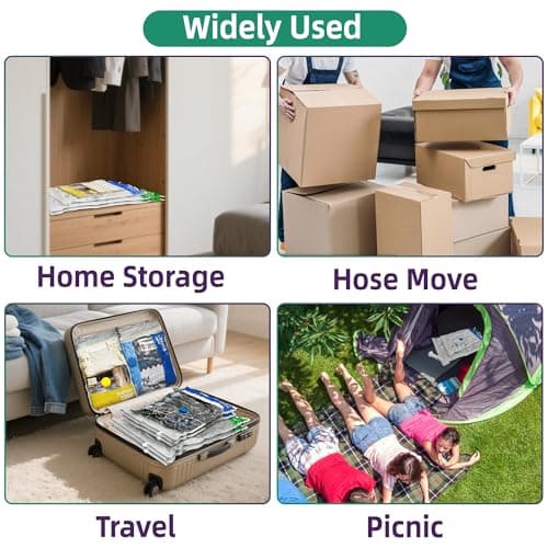 Travel Vacuum Storage Bags with Portable Electric Pump, 12 Pack Travel Vacuum Bags for Clothes, Vacuum Seal Compression Bags for Luggage and Suitcase