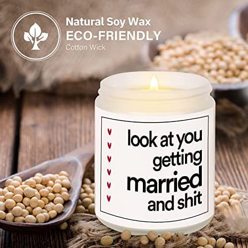 BaubleDazz Funny Wedding Gifts, Bachelorette & Bridal Shower Gift for Bride, 7oz Lavender Scented Soy Wax Candle, Bride to Be, Engagement Gifts for Couples