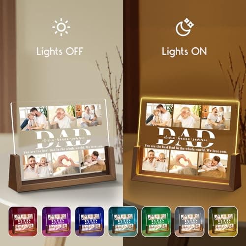 Personalized Dad Gifts for Fathers Day, Custom Fathers Day Gift from Daughter Son Kids, Customized Dad Gifts for Husband from Wife, Unique Best Dad Picture Frame with Your Photos