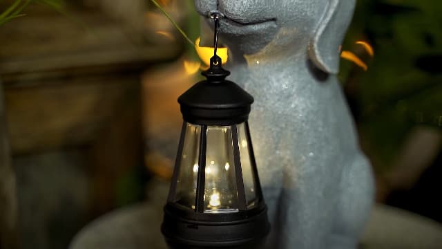 Dog Solar Garden Statue with Lantern – Outdoor Patio & Yard Decor – Figurine for Dogs – Gift for Mom, Grandma, Dog Lovers, Housewarming Present