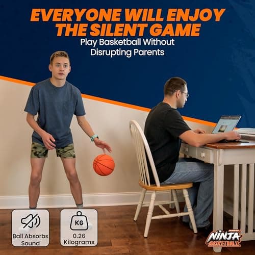Ninja Silent Basketball- Soft Foam Indoor Hoop Play | Soundless Ball for Quiet Dribbling and Indoor Training